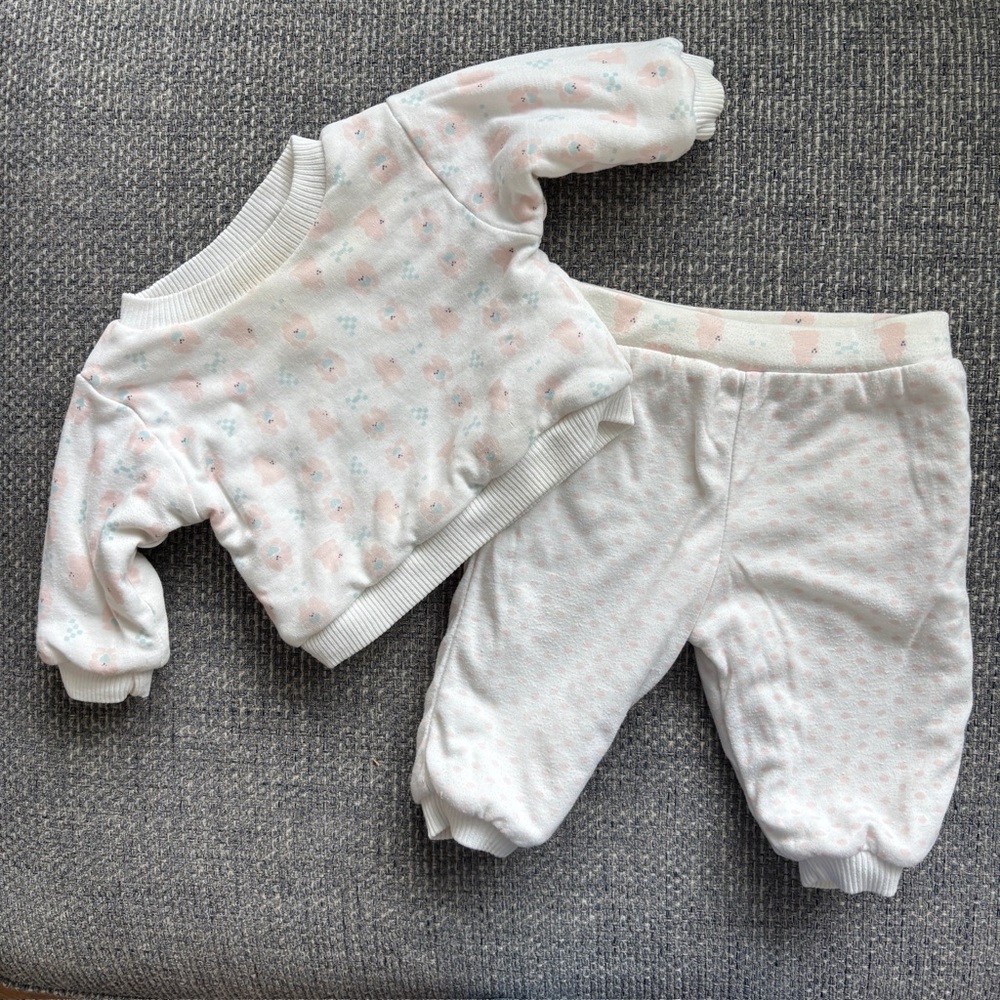 Vintage Reversible Pink White Baby Outfit Set | 12M Bunny Rabbit Outfit